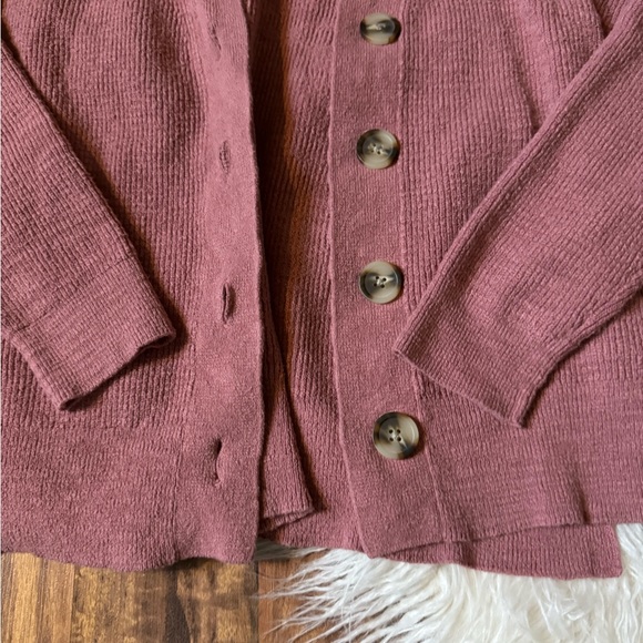 Madewell Birchmoor Cardigan Sweater Mauve Pink - Picture 3 of 7